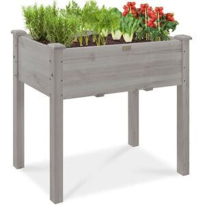 Raised Garden Bed, Elevated Wood Planter Box Stand w/ Bed Liner - 34x18x30in 