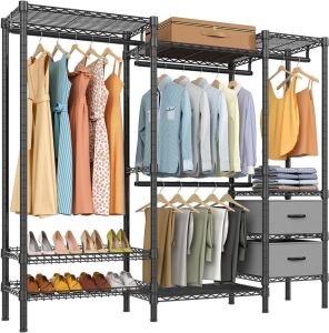 VIPEK V8 Wire Garment Rack with Adjustable Shelf, 2 Storage Drawers, 2-Tier Shoes Rack