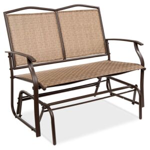 2-Person Patio Loveseat Swing Glider, Bench Rocker w/ Armrests 