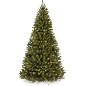 Pre-Lit Artificial Spruce Christmas Tree w/ Foldable Metal Base  7.5FT