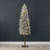 Pre-Lit Snow Flocked Alpine Slim Pencil Christmas Tree w/ LED Lights, Stand