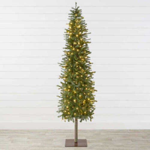 Pre-Lit Artificial Alpine Slim Pencil Christmas Tree w/ LED Lights, Stand