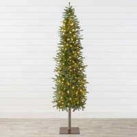 Pre-Lit Artificial Alpine Slim Pencil Christmas Tree w/ LED Lights, Stand