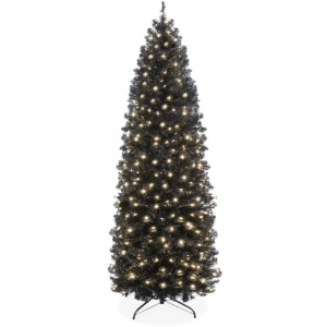 Pre-Lit Black Artificial Pencil Holiday Tree 6FT