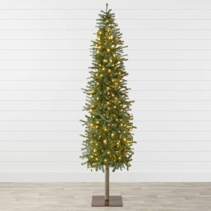 Pre-Lit Artificial Alpine Slim Pencil Christmas Tree w/ LED Lights, Stand 6FT