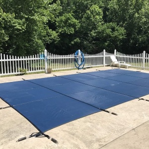 WaterWarden Inground Pool Safety Cover, Fits 25’ x 50’, Blue Mesh, Easy Installation, Triple Stitched for Max Strength, Includes All Needed Hardware, SCMB2550 - NEW, $949 Retail Value