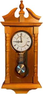 Grandfather Wood Wall Clock with Chime, Oak 