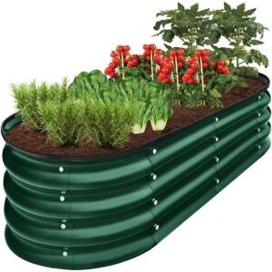 Outdoor Raised Metal Oval Garden Bed, Planter Box - 4x2x1ft 