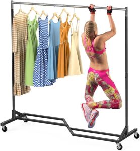 Mr IRONSTONE Heavy Duty Rolling Clothes Rack 63" 