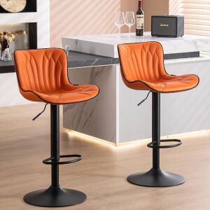 Younike Orange Swivel Barstools with Back, Set of 2 