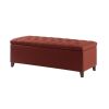 Madison Park Selah Tufted Top Storage Bench, Rust Red 