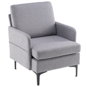 Modern Accent Fabric Arm Chair, Light Gray 