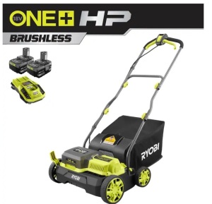 RYOBI ONE+ HP 18V Brushless 14 in. Cordless Battery Dethatcher/Aerator with (2) 4.0 Ah Batteries and Charger