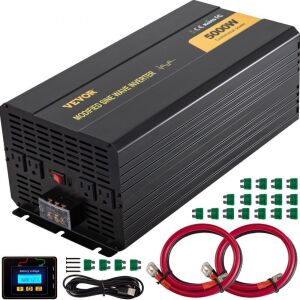 VEVOR 5000W Modified Sine Wave Inverter, DC 12V to AC 120V, with LCD Remote Controller, LED Indicator