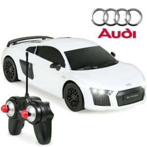 1/24 Scale 27MHz Officially Licensed Remote Control Audi R8 Luxury RC Sport Toy Car w/ Lights, Shock Suspension System