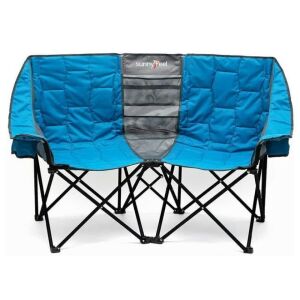 Sunnyfeel Portable Double Loveseat Camping Chair with Cup Holders, Blue