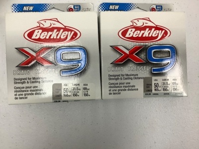 Lot of (2) Berkley x9 Braid Fishing Line, Crystal, 50lb - New