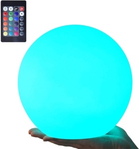 LOFTEK LED Night Light Ball, 8-inch 16 RGB Colors and Dimmable Globe Light with Remote, Upgraded Folding Handle, Seamless Matte Housing, Rechargeable IP65.