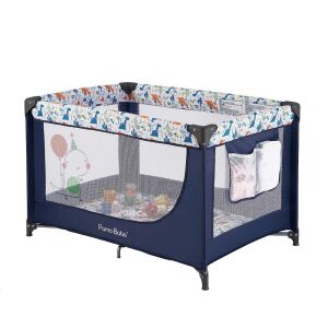 Pamo Babe Portable Crib Baby Playpen with Mattress and Carry Bag, Blue