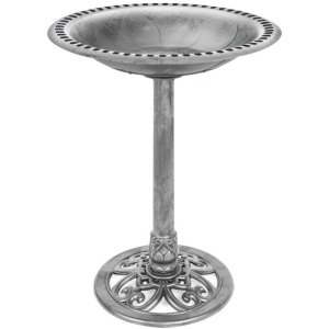 Vintage Outdoor Garden Bird Bath w/ Fleur-de-Lis Accents 20"(Dia) x 28.25"(H)