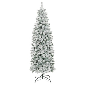 Snow Flocked Artificial Pencil Christmas Tree w/ Stand 7.5FT