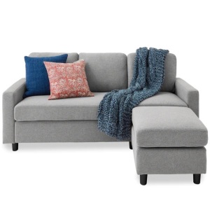 Upholstered Sectional Sofa Couch w/ Chaise Lounge, Reversible Ottoman Bench 78"(L) x 54"(W) x 34"(H)