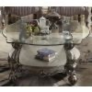  Acme Versailles Coffee Table in Antique Platinum & Clear Glass 86845