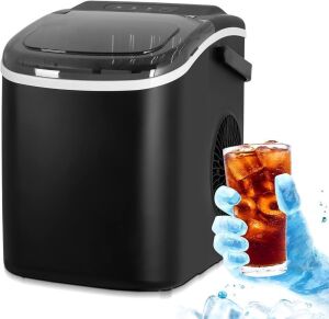 Countertop Ice Maker, Self-Cleaning with Ice Scoop & Basket, 9pcs/ 8mins 26.6Lbs Per Day 