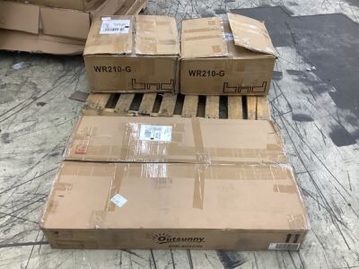 Lot of (2) 3 Pieces Rocking Patio Furniture Sets & Outsunny 2-Person Patio Glider Bench - Uninspected, Open Box 
