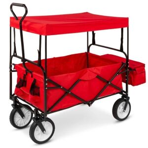 Utility Wagon Cart w/ Folding Design, 2 Cup Holders, Removable Canopy 