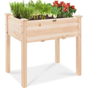 Raised Garden Bed, Elevated Wood Planter Box Stand w/ Bed Liner - 34x18x30in 