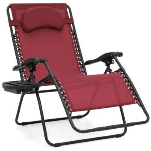 Oversized Reclining Zero Gravity Chair Lounger w/ Cup Holder, Pillow&nbsp;