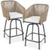 Set of 2 Woven Wicker Swivel Barstools w/ 360 Rotation, Steel Frame&nbsp;
