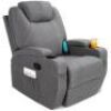 Linen Fabric Swivel Massage Recliner Chair w/ Remote Control, 5 Modes&nbsp;