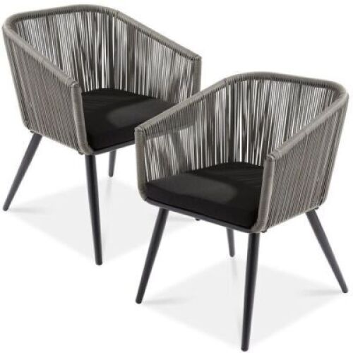 Set of 2 Indoor Outdoor Woven Wicker Patio Dining Chairs, 250lb Capacity&nbsp;