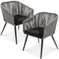 Set of 2 Indoor Outdoor Woven Wicker Patio Dining Chairs, 250lb Capacity&nbsp;