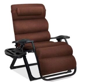 Oversized Zero Gravity Chair, Folding Outdoor Recliner w/ Removable Cushion 