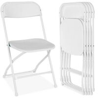 Set of 4 Folding Stacking Plastic Chairs w/ Non-Slip Feet&nbsp;