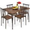 5-Piece Modern Metal and Wood Dining Table Furniture Set w/ 4 Chairs&nbsp;
