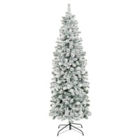 Snow Flocked Artificial Pencil Christmas Tree w/ Stand 7.5ft