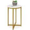 Round Coffee Side Table w/ Faux Marble Top, Metal Frame - 16in&nbsp;