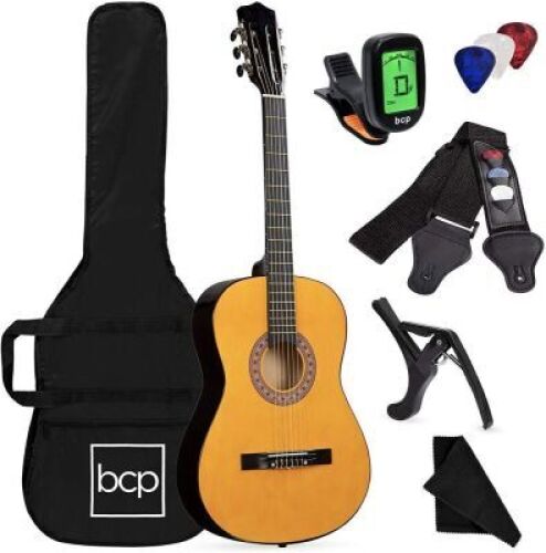 Beginner Acoustic Guitar Set w/ Case, Strap, Digital Tuner, Strings - 38in&nbsp;