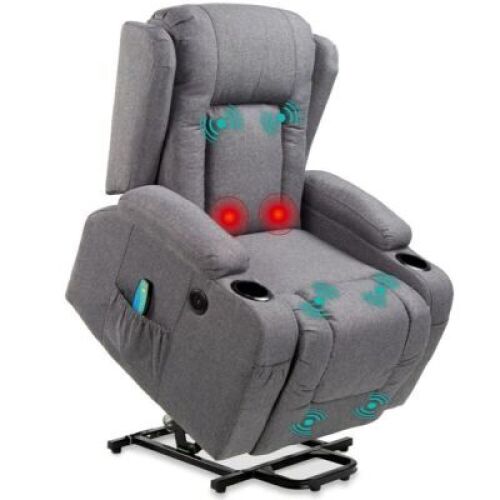 Electric Power Lift Recliner Massage Chair w/ Heat, USB Port, Cupholders&nbsp;