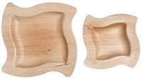 CaterEco Wave Palm Leaf Disposable Plate Set, 48 Dinner Plates, 48 Salad Plates - New