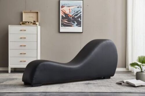 Faux Leather Yoga Chaise Lounge Chair, Black&nbsp;