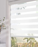 Persilux Zebra Blinds Dual Layer Roller Window Shades (47" W X 72" H, White) Light Filtering Privacy Light Cintrol for Day and Night Sheer Shades Blinds for Window, Home and Office, Easy to Install