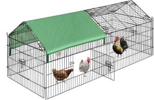 DEStar 71” x 30” Foldable Outdoor Metal Chicken Coop with Weather Proof Cover