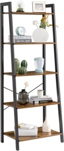 YMYNY Ladder Shelf, Industrial 5 Tier Bookshelf, Standing Bookcase, Multifunctional Open Storage Rack, Plant Stand, 23.6 x 15.5 x 67.3 inch