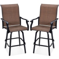 Set of 2 Swivel Barstools w/ 360 Rotation, All-Weather Mesh