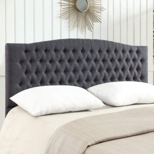 24KF Upholstered Button Tufted King Headboard and Linen Fabric King/California King Size- Dark Gray. Appears New